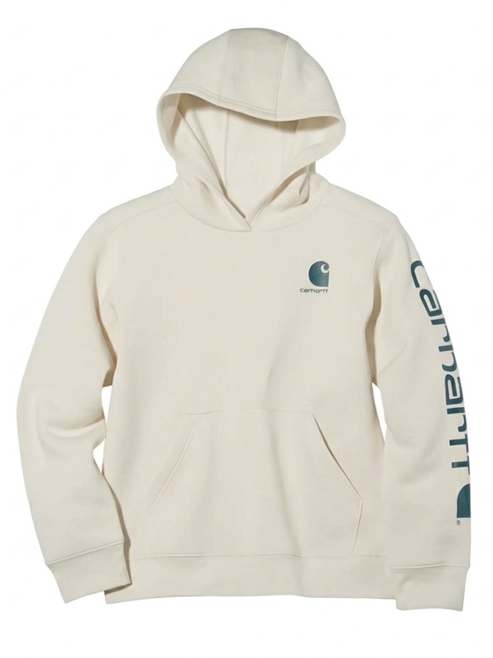 Carhartt Unisex Kids Beige Solid Pullover Hoodie Long Sleeve Pockets Size M (10)